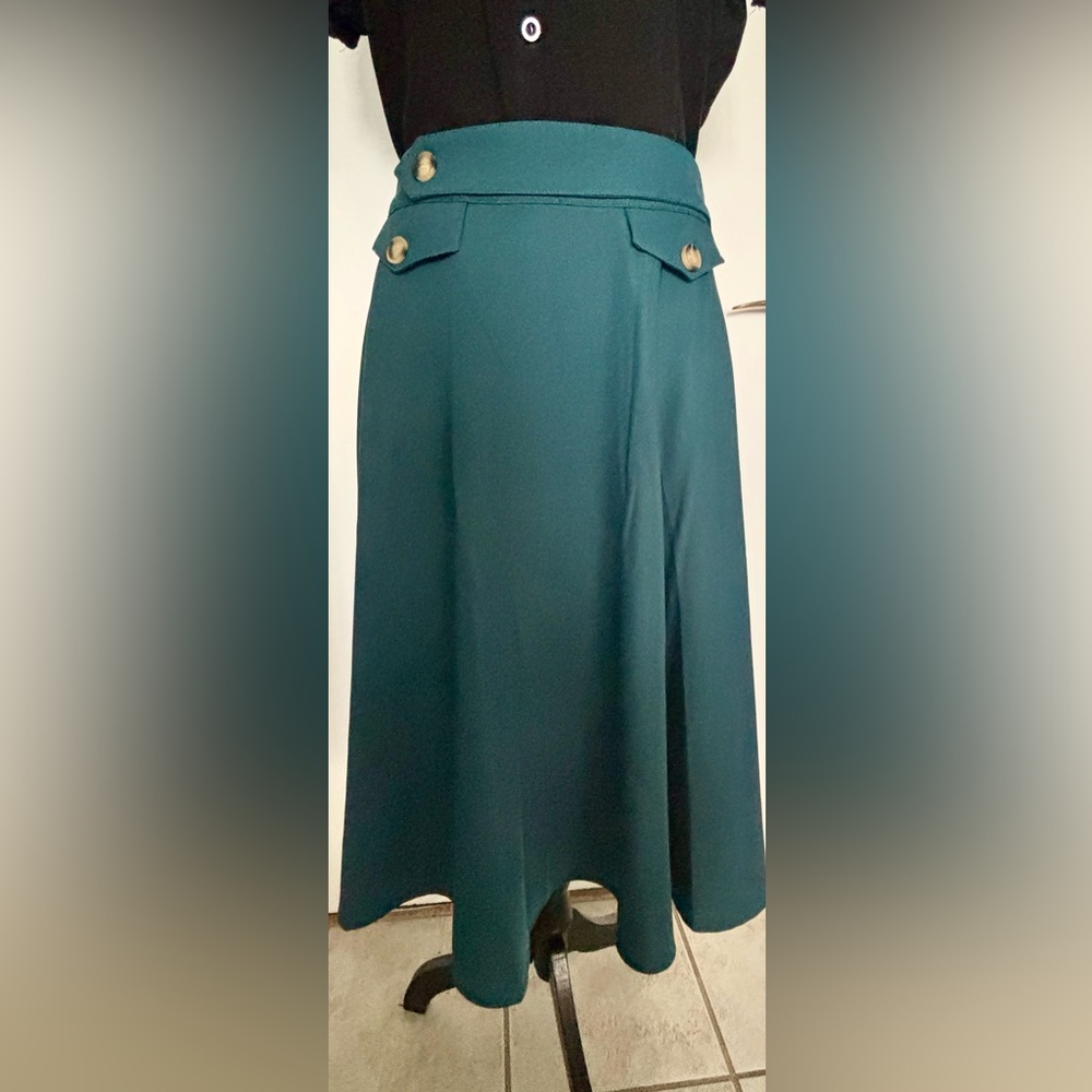 🆕- Banned Book Club 50's Swing Skirt Teal - Picture 2 of 11
